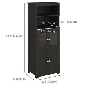 Buffet avec étagère, 4 portes avec étagère réglable, noir