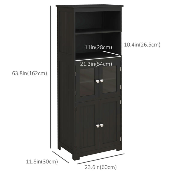Buffet avec étagère, 4 portes avec étagère réglable, noir