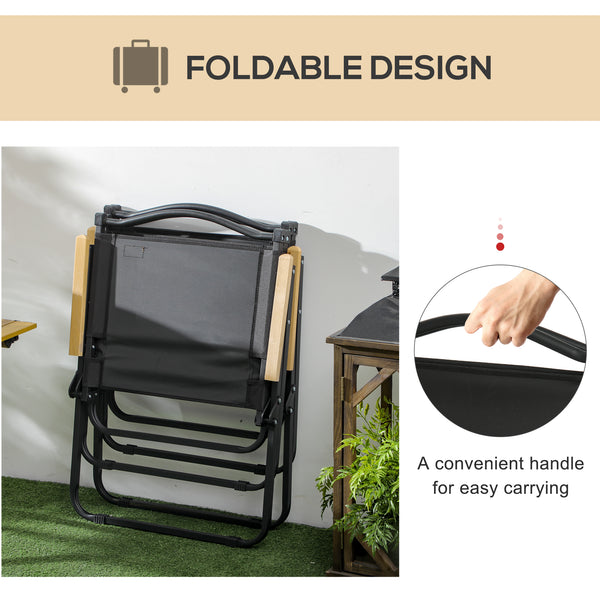 Camping Chair, Lightweight Folding Chair, Portable Armchair, Excellent for Festivals, Fishing, Black
