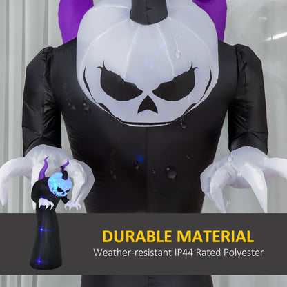 Fantôme gonflable d'Halloween de 2,1 m avec cornes, affichage LED avec effet de flamme