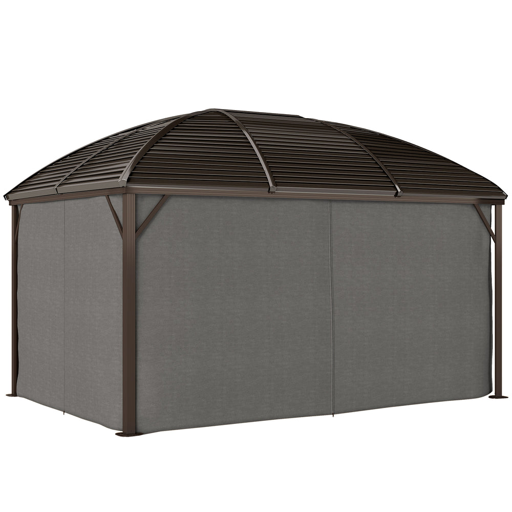 10' x 13' Hardtop Gazebo Aluminum Outdoor Canopy with Mesh Nettings, Curtains, Dark Grey