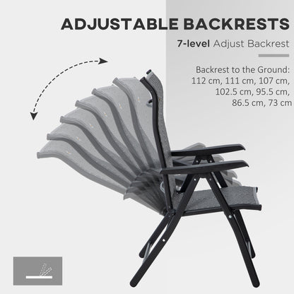 Lot de 2 chaises pliantes d'extérieur en osier avec dossier réglable, gris