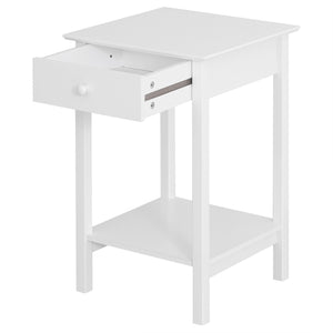 Table d'appoint multifonction avec tiroir et étagère de rangement, blanche