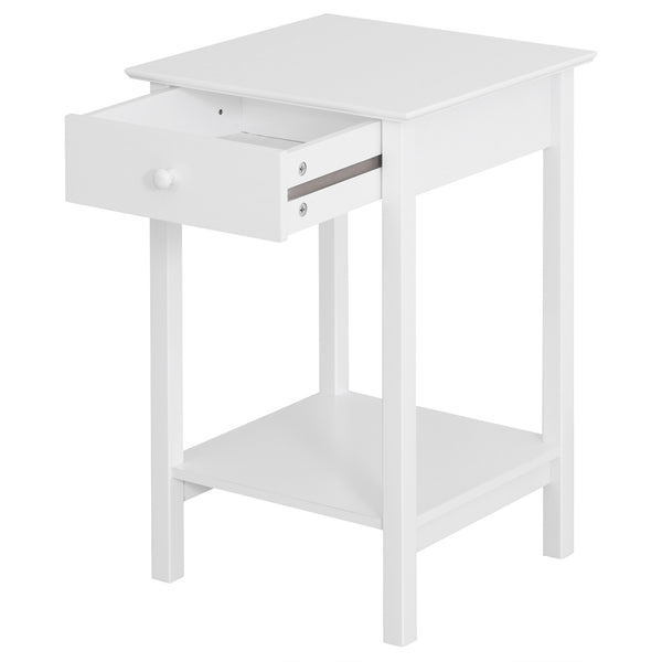 Table d'appoint multifonction avec tiroir et étagère de rangement, blanche