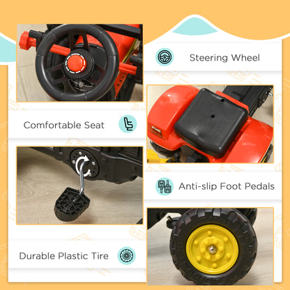 3 in 1 6-wheel excavator, bulldozer with controllable loading trailer and easy-to-use pedals