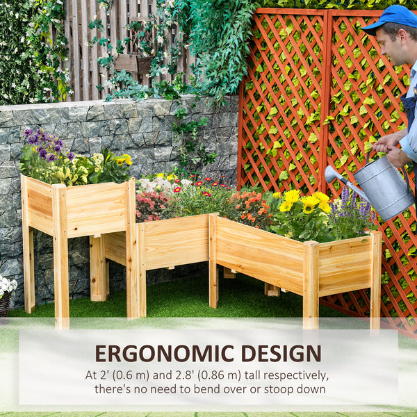Ensemble de 3 jardinières surélevées en bois autoportantes