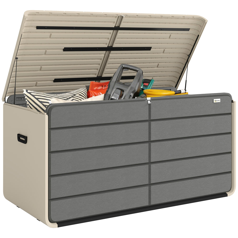 Coffre de rangement extérieur avec couvercle verrouillable et roulettes, 757 L