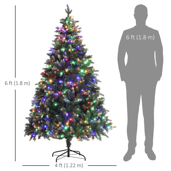 Sapin de Noël artificiel pré-éclairé de 6 pieds avec lumière LED bicolore, à charnière