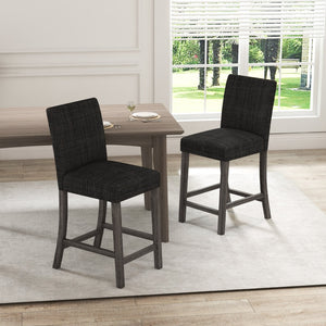 Ensemble de 2 tabourets de comptoir gris avec dossier et repose-pieds