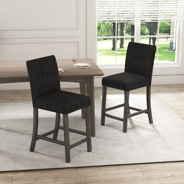 Ensemble de 2 tabourets de comptoir gris avec dossier et repose-pieds