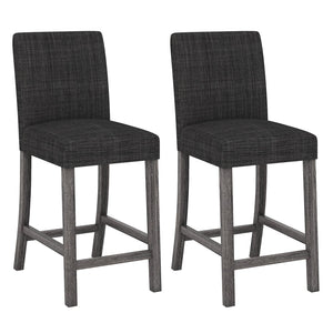 Ensemble de 2 tabourets de comptoir gris avec dossier et repose-pieds