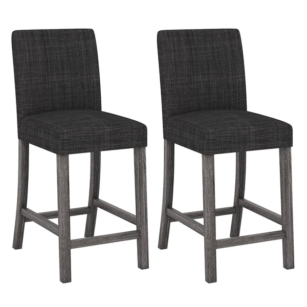 Ensemble de 2 tabourets de comptoir gris avec dossier et repose-pieds