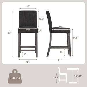 Ensemble de 2 tabourets de comptoir gris avec dossier et repose-pieds