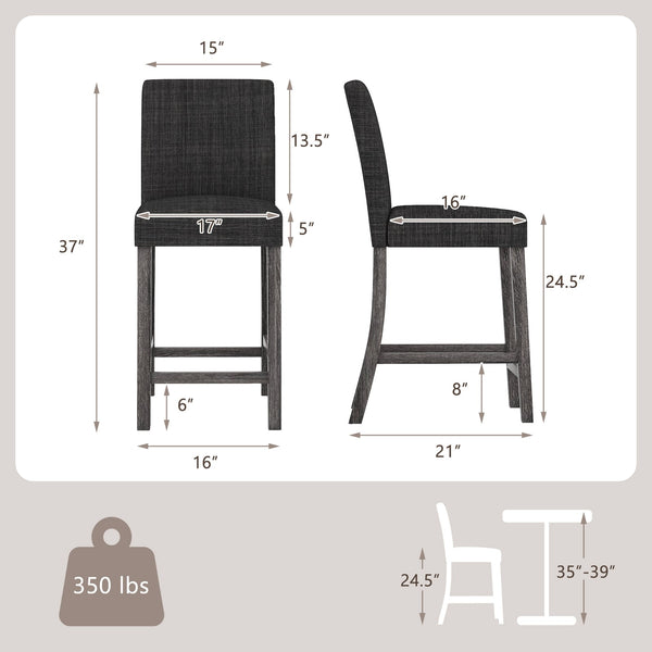 Ensemble de 2 tabourets de comptoir gris avec dossier et repose-pieds