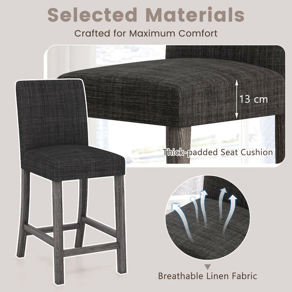 Ensemble de 2 tabourets de comptoir gris avec dossier et repose-pieds