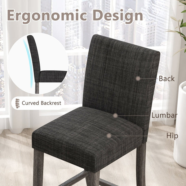 Ensemble de 2 tabourets de comptoir gris avec dossier et repose-pieds