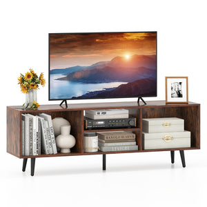 Meuble TV 47 5 pouces pour téléviseur 55 pouces avec compartiments et pieds en métal