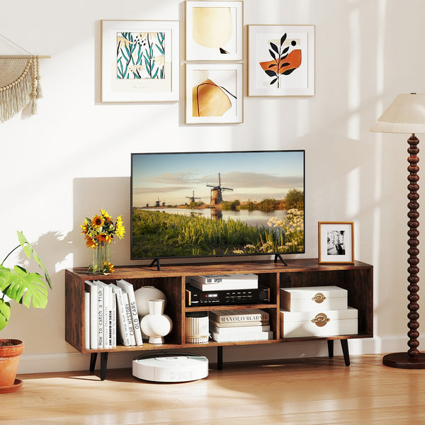 Meuble TV 47 5 pouces pour téléviseur 55 pouces avec compartiments et pieds en métal