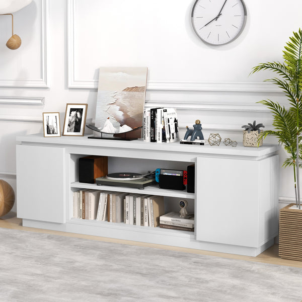 TV stand with 3 adjustable shelves and anti-tip kits for TVs up to 80 inches - White