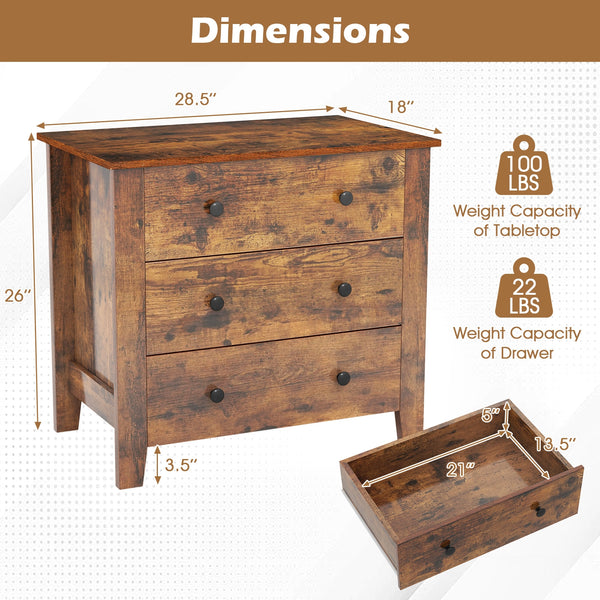 Commode à 3 tiroirs avec table de chevet