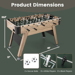 54-inch Foosball Table, Arcade Football Game with 2 Balls and 26 Players - Natural