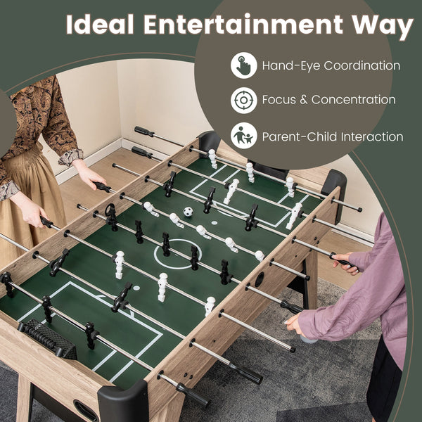 54-inch Foosball Table, Arcade Football Game with 2 Balls and 26 Players - Natural