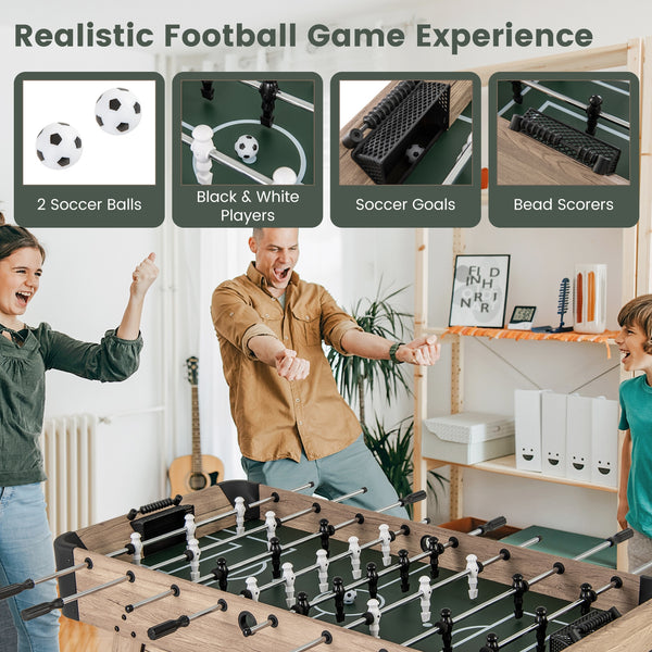 54-inch Foosball Table, Arcade Football Game with 2 Balls and 26 Players - Natural