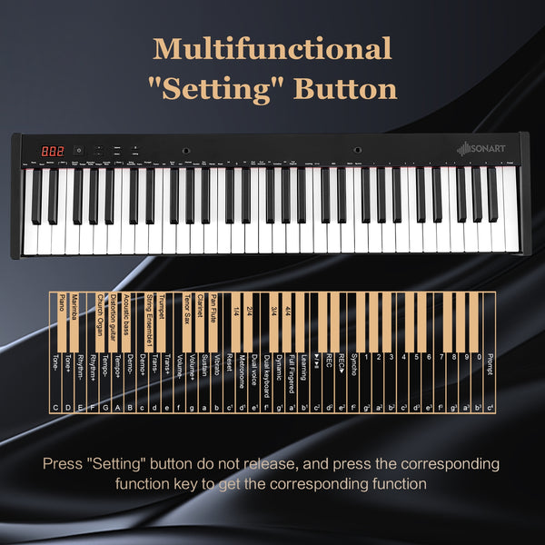 Ensemble complet de piano numérique portable à 61 touches avec support et tabouret