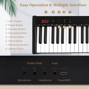 Ensemble complet de piano numérique portable à 61 touches avec support et tabouret