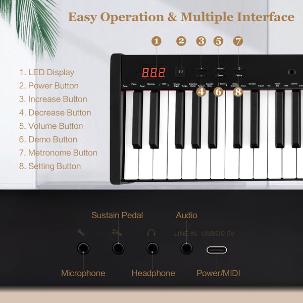 Ensemble complet de piano numérique portable à 61 touches avec support et tabouret