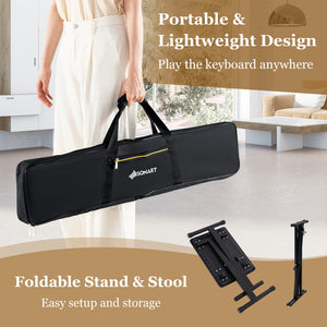 Ensemble complet de piano numérique portable à 61 touches avec support et tabouret