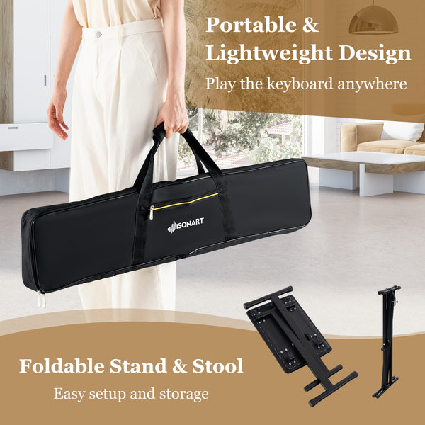 Ensemble complet de piano numérique portable à 61 touches avec support et tabouret