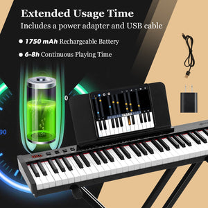 Ensemble complet de piano numérique portable à 61 touches avec support et tabouret