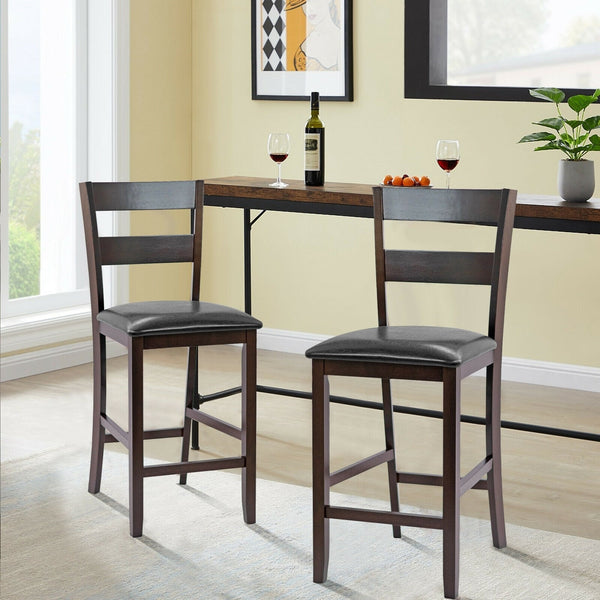 Lot de 2 tabourets de bar rembourrés avec revêtement en cuir PU
