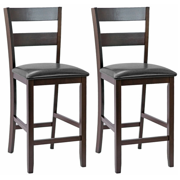 Lot de 2 tabourets de bar rembourrés avec revêtement en cuir PU