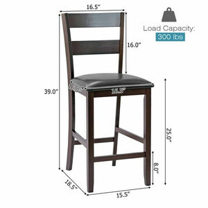 Lot de 2 tabourets de bar rembourrés avec revêtement en cuir PU