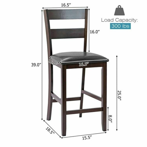 Lot de 2 tabourets de bar rembourrés avec revêtement en cuir PU