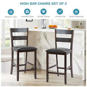 Lot de 2 tabourets de bar rembourrés avec revêtement en cuir PU