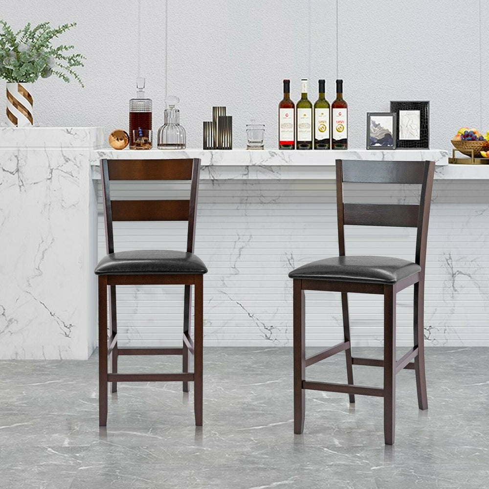 Lot de 2 tabourets de bar rembourrés avec revêtement en cuir PU