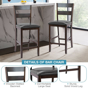 Lot de 2 tabourets de bar rembourrés avec revêtement en cuir PU