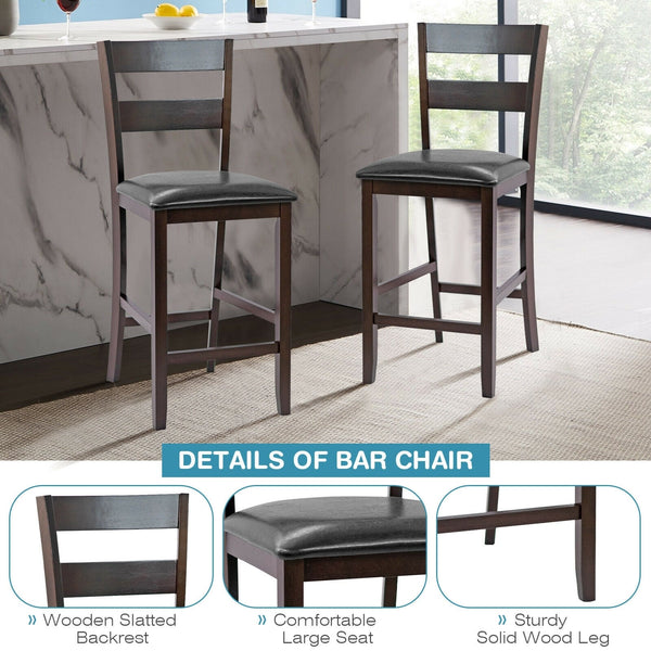 Lot de 2 tabourets de bar rembourrés avec revêtement en cuir PU