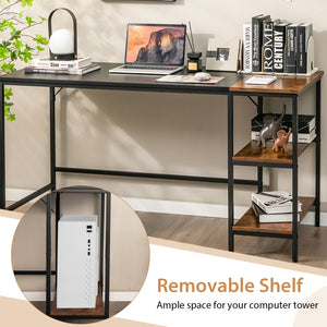 55-inch Modern Industrial Style Study Desk with 2 Storage Shelves - Black