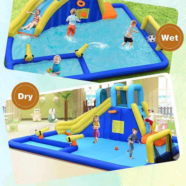 Toboggans aquatiques gonflables 6 en 1 avec souffleur pour enfants
