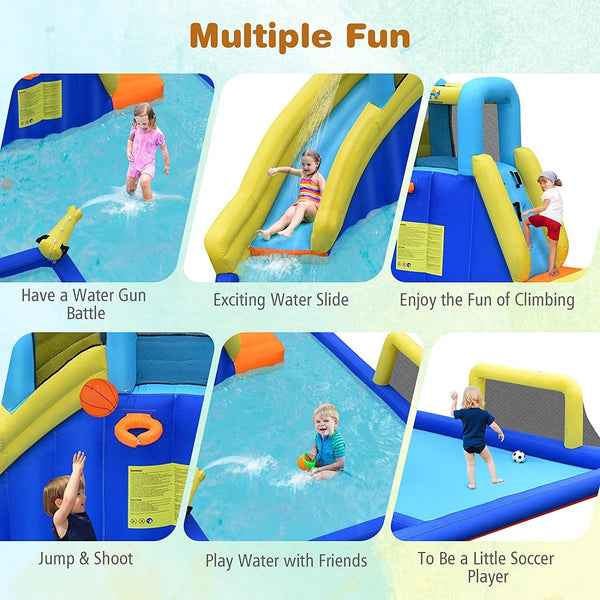 Toboggans aquatiques gonflables 6 en 1 avec souffleur pour enfants