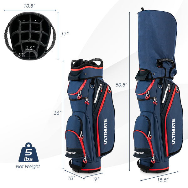 9.5-inch golf bag with 14 compartments and top organizer - Navy Blue 