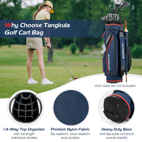 9.5-inch golf bag with 14 compartments and top organizer - Navy Blue 