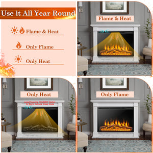 Foyer électrique encastré de 37 pouces avec flammes réglables