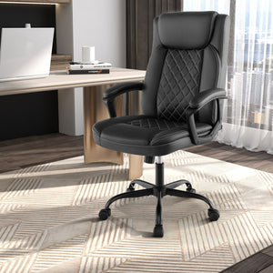 Chaise de bureau ergonomique noire à dossier haut avec appui-tête rembourré