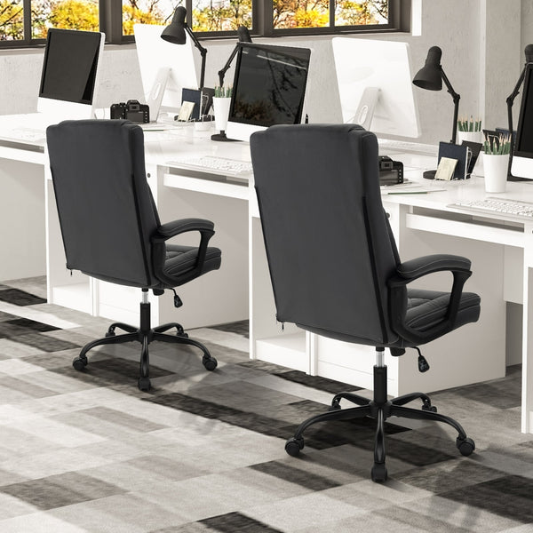 Chaise de bureau ergonomique noire à dossier haut avec appui-tête rembourré