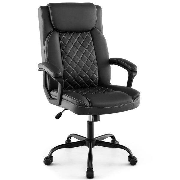 Chaise de bureau ergonomique noire à dossier haut avec appui-tête rembourré